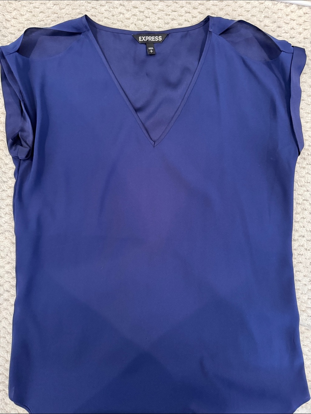 Express Royal Blue V-Neck Short Sleeve Blouse